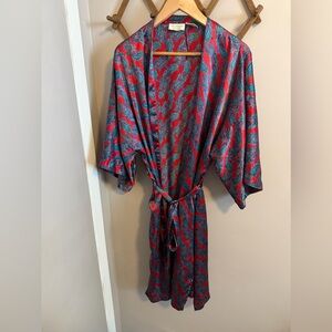 Vintage gold label Victoria’s Secret paisley satin belted robe O/S 90s